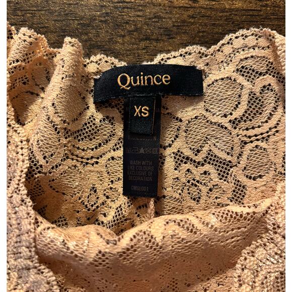 Quince Women’s XS Bralette and Cheeky Underwear Stretchy Lace Golden Clay Set - Picture 12 of 16